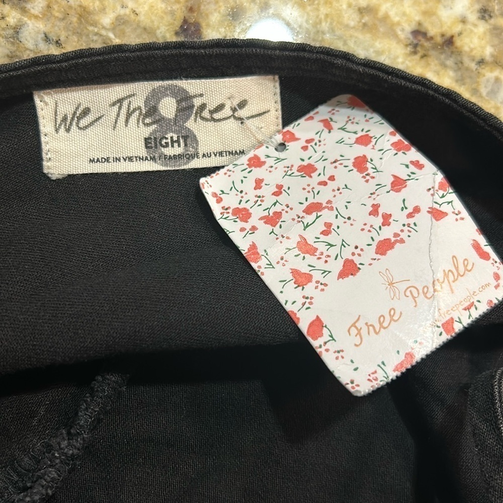 NWT Free People We the Free Reckless Life Washed Black Denim Mini Dress Size 8 - Picture 9 of 10